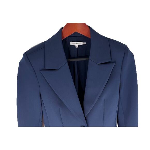 Good American Women's Disco Scuba Sculpted Blazer Navy Blue Size 0 Career Preppy - Picture 3 of 12